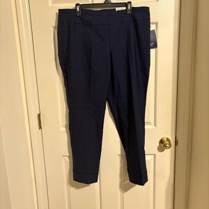 crown & ivy Navy Cropped Tapered Trousers